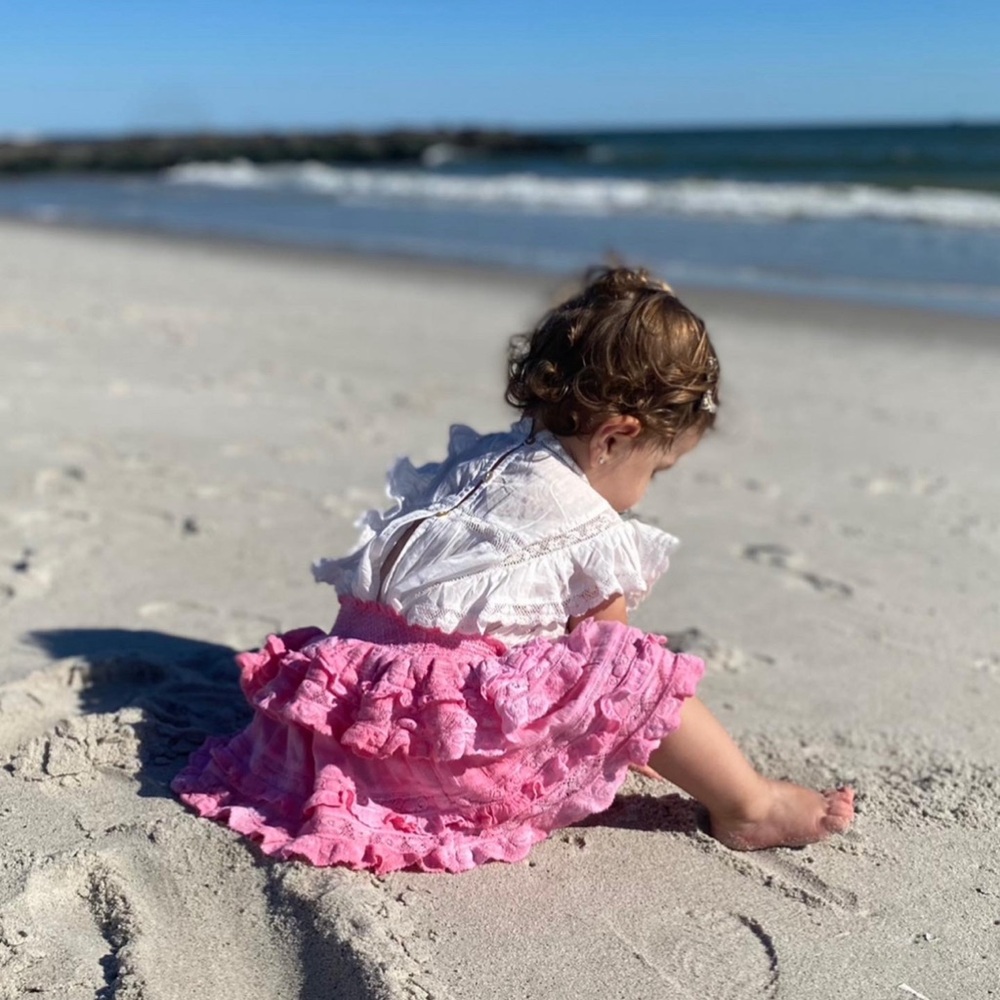 LOVESHACKFANCY Billie skirt in pink. Size 18-24 months
